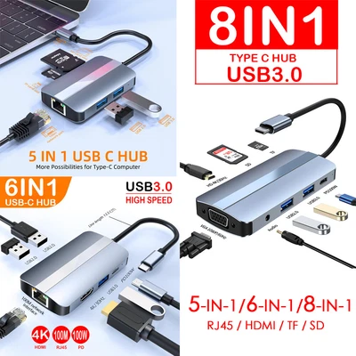 $7.99 • Buy 5in1/6in1/8in1 USB-C Type C HDMI USB 3.0 HUB Adapter For MacBook IPad Pro LOT