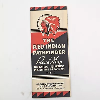 Vtg 1937 Red Indian Pathfinder Road Map Ontario Quebec Maritime McColl Frontenac • $139.99