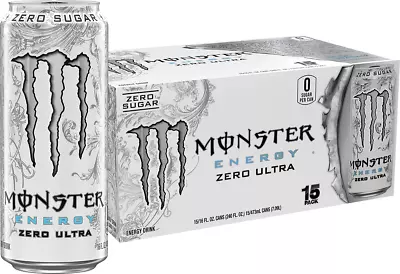 Monster Energy Zero Ultra Sugar Free Energy Drink 16 Ounce (Pack Of 15) • $37.67