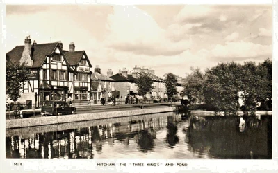£7.95 • Buy Mitcham Postcard C1950 Real Photograph Croydon Three Kings Pub Inn & Pond Surrey