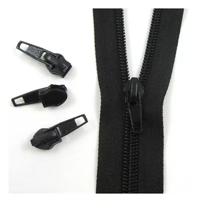 No. 5 Continuous Zip With Sliders - 10 Metres + 20 Sliders-Auto Lock-21 Colours • £6.99