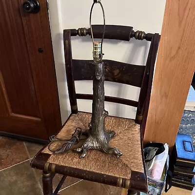 Cast Metal Faux Bois Table Lamp - Approx 23” From Base To Top Of Shade Screw • $47