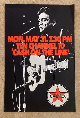 Johnny Cash Promo Poster For Australian TV Appearance 1973. Caltex Channel 10 • $385