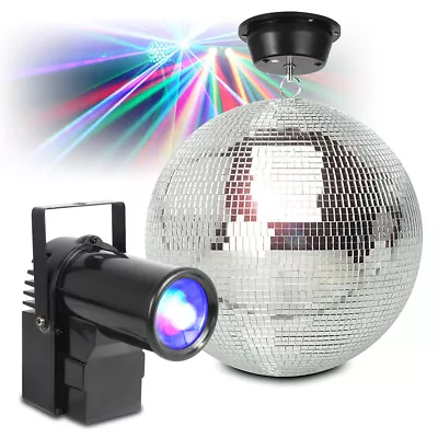 Battery Powered Glitter Mirror Ball 30cm & PS10W LED Spot Light Wedding Disco DJ • £105