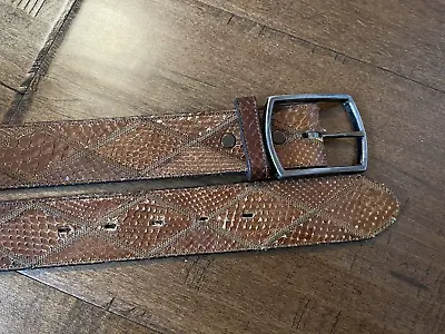 Morgan & Miller MM Boots 225 Genuine Snakeskin Leather Brown Belt - Men's 34 • $29.99