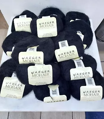 JOB LOT  (499g) Jaeger MOHAIR Mix Double Knitting Yarn Black Inc. 14 NEW X 25g • £45