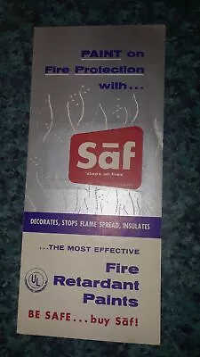 Vtg Saf Fire Protection Paint Color Sample Chip Chart Brochure • $9.99