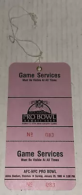 1989 NFL Pro Bowl HOF Game Services Media Press Pass Badge W/ String Ticket Stub • $38.24