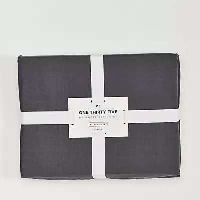 Fitted Bed Sheet Single Plain Dark Grey 100% Cotton Soft Breathable Bedsheet • £30