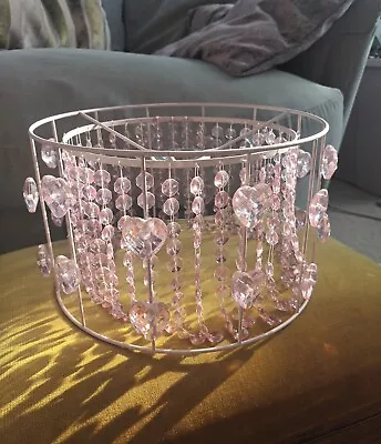 Pink Acrylic Crystal Hearts 2 Tier Chandelier Lightshade • £14.99