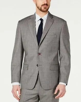 Michael Kors Airsoft Stretch Mini Grid Suit Jacket Blue Gray 44R • $32.39