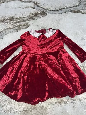 TU Kid Girls Red Velvet Dress Age 3-6 Months • £2.75