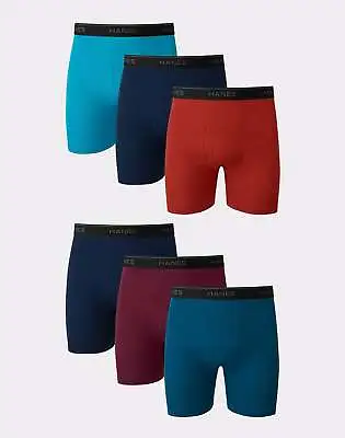 Hanes Men's Cool DRI Boxer Briefs Pack Moisture-Wicking 100% Cotton 6-Pack • $21.05