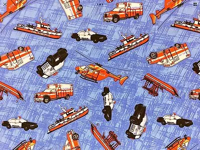 RPCL23C Ambulance Helicopter Fireman Police Fire Boat Cotton Quilt Fabric • $3.97