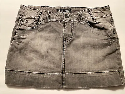 LEI Ashley Trouble Jean Micro Mini Skirt Size 7 Juniors Y2K Gray Denim • $12.98