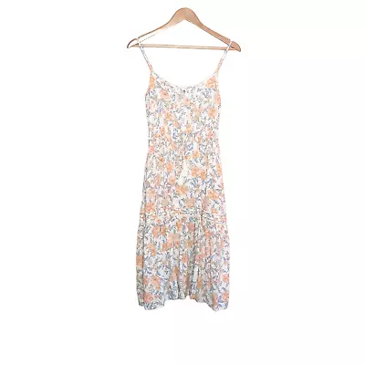 Iris Maxi Size 8 Orange Green White Floral Button Front Boho Summer Dress • $21.24