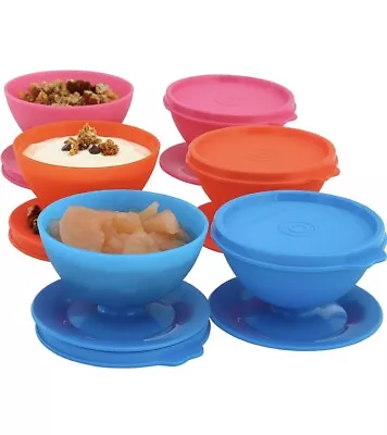 6 Pcs BPA Free Pudding Bowl Set Children Safe Picnic Party Cups With Lids Plate • £7.99