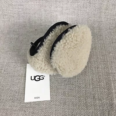 £35.10 • Buy UGG Kids Curly Wrap Around Shearling Earmuffs One Size Beige Black NWT $75
