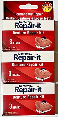 Dentemp Repair-It Denture Repair Kit - For Three Repairs Each (Pack Of 3 Boxes) • $17.95