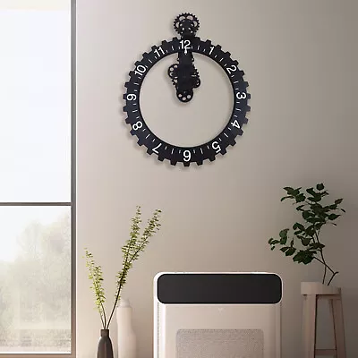 Modern Creative Black Exposed Gear Wall Clock Rotary Clock Art Decor Wall Clock • $57