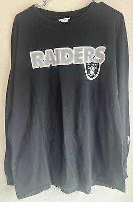 Vintage Y2K Oakland Raiders Long Sleeve Large  NFL Tag 2000’s Shiny Letters • $20.09