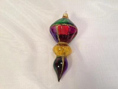 $10.79 • Buy Pier 1 Unsilvered Glass Teardrop Christmas Ornament Red Green Gold Purple