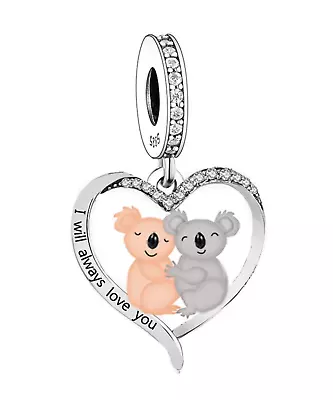 CLOSING DOWN SALE Sterling Silver Koala's - I Will Always Love You Dangle Charm • £14.99