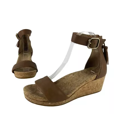 UGG Australia Zoe Tassel Sandals Open Toe Wedge Ankle Strap Chestnut Size 7 • $24.97