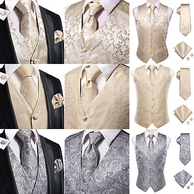 Mens Tweed Vest Jacket Herringbone Silk Waistcoat Casual Formal Sleeveless Tops • $23.99