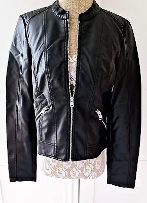 Vero Moda Ladies Black Faux Leather Zipped Biker Jacket Size M 12 BNWT Rrp £40 • $43.54