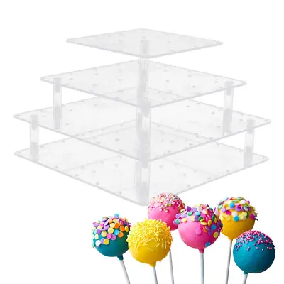 52 Hole Lollipop Acrylic Cake Pop Stand Transparent Dessert Display Shelf Board • £12.17