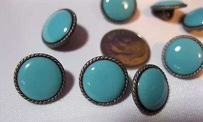 $8.99 • Buy BUTTONS 8 PIECES Turquoise Rope Round Buttons NEW 1/2  Across