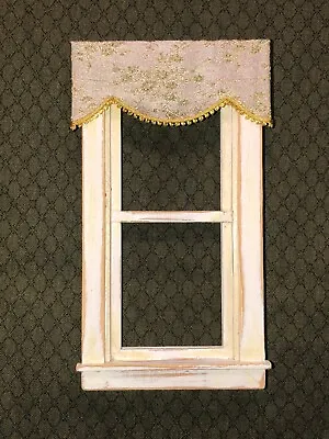 Elegant Taupe Jacquard Silk Valance Dollhouse Curtains - 3   W X 1 1/4   L  • $4.95