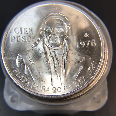 *BLAZING BU* 1978 Mexico Cien Peso Jose Morelos Eagle & Snake 100 Peso Silver • $27.97