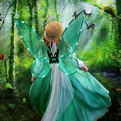 £12.59 • Buy LED Fairy Costume Adult Fairy Wing Kids Girl Fairy Butterfly Wing Dress Up Props
