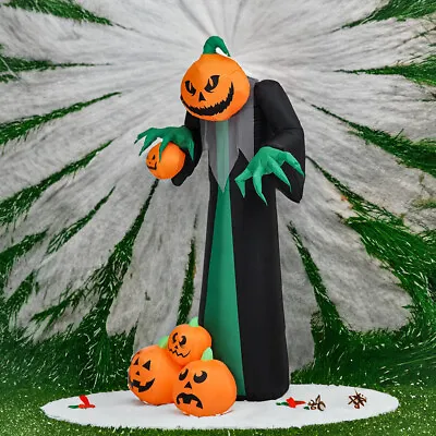 Large Halloween Inflatable Outdoor Decorations 8ft Pumpkin Ghost LED Lights • £34.95