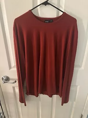 Euc Men's Hugo Boss Long Sleeve Pullover Shirt Sweater Size Xl Slim Fit Red L • $20