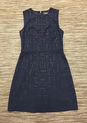 Spotlight Warehouse 10 Sleeveless Round Neck Lined Embellished Shift Dress Navy  • £14