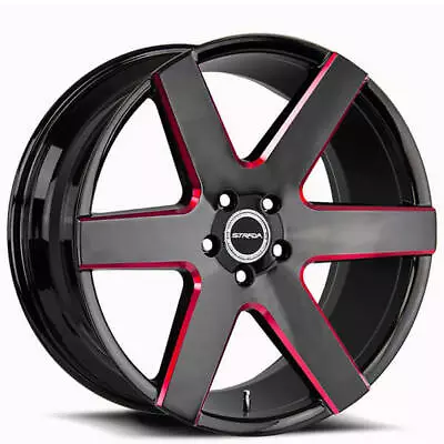 4ea 22  Strada Wheels Coda Gloss Black Milled Edge Red Rims(S44) • $1198