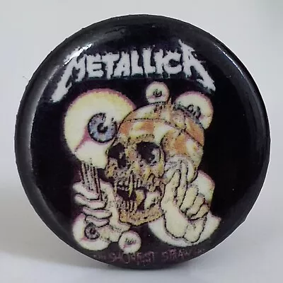 Vintage 1980s METALLICA Button 1.25  Pin Heavy Metal Band Badge Lars Ulrich • $8.95