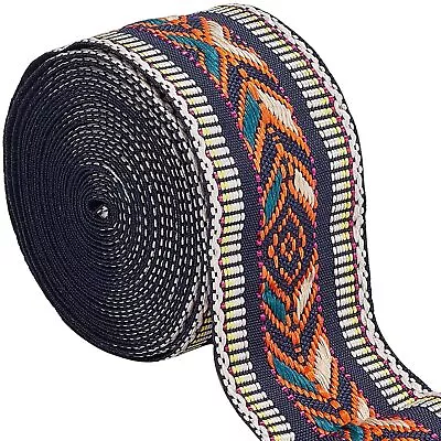 5 Yards Vintage Jacquard Ribbon Ethnic Embroidered Ribbon 1.9 Inch Wide Boho L • $31.62