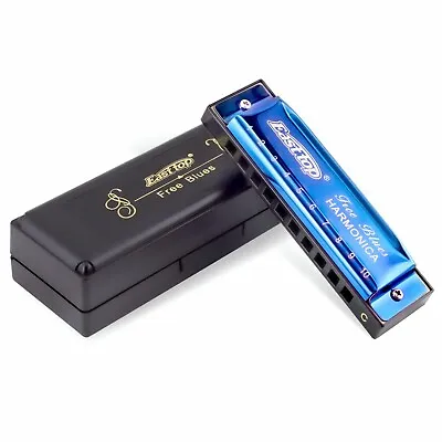 EASTTOP Harmonica 10Hole Blue Diatonic Harmonica Blues Harp Mouth Organ Gift New • $16.99