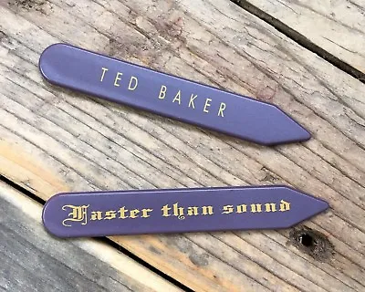Ted Baker FASTER THAN SOUND Branded Collar Bone Stiffeners/Stays/Tabs 6cm NEW • £3.95