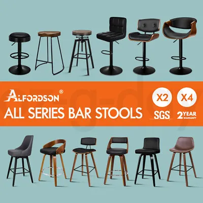 $239.95 • Buy ALFORDSON Bar Stools Kitchen Stools Gas Lift Wooden Dining Chairs X1/x2/x4