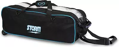 Storm 3 Ball Tournament Roller Tote Black Blue Bowling Bag • $89.95