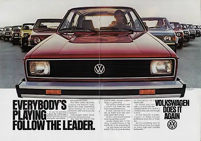 1979 Volkswagen VW Rabbit L Follow The Leader Red Car 2pg Vintage Print Ad X • $12.99