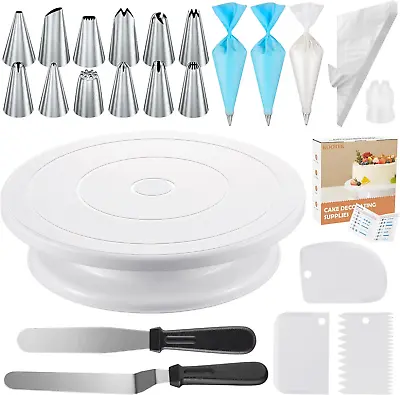 71-Piece Cake Decorating Kit With Turntable Tips Spatulas Scraper Piping Bag • £30.67