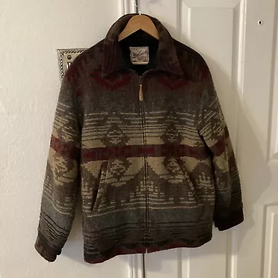 Vintage Woolrich Southwestern Indian Blanket Wool Aztec Navajo Made USA Jacket M • $75