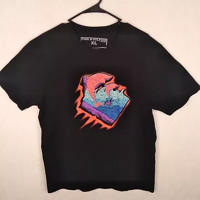 Pink Dolphin Mens Black Graphic T-Shirt Size XL 100% Cotton • $10.49