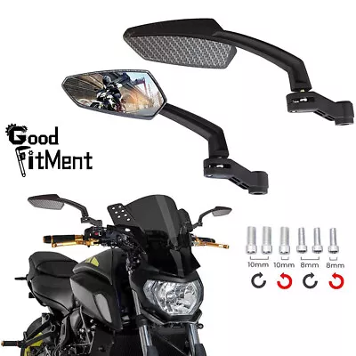 Carbon Universal Motorcycle Rear View Side Mirrors For Street Sport Bike Chopper • $29.84